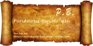 Porubszky Benjámin névjegykártya